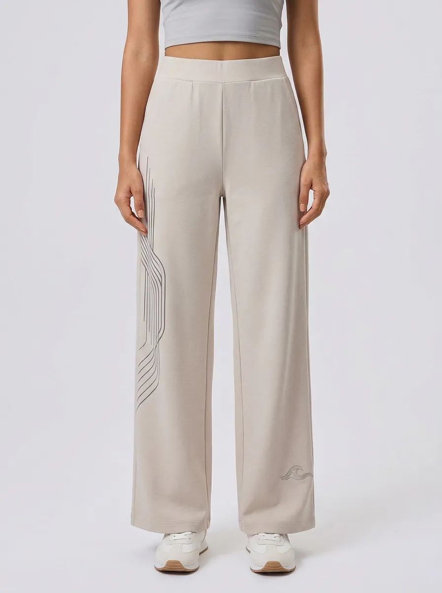 Women's Minimalist Abstract Line Wave Graphic Wide Leg Pants