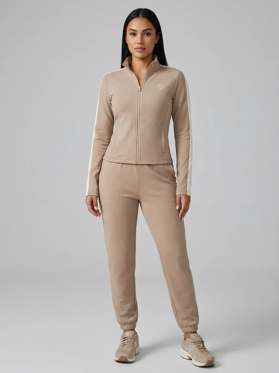 Women's Side-Stripe Mock-Neck Track Jacket & Joggers Set