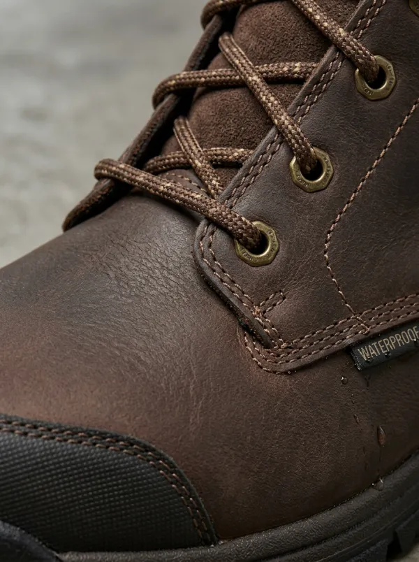 Men's Brown Leather Waterproof Non-Slip Work Boots