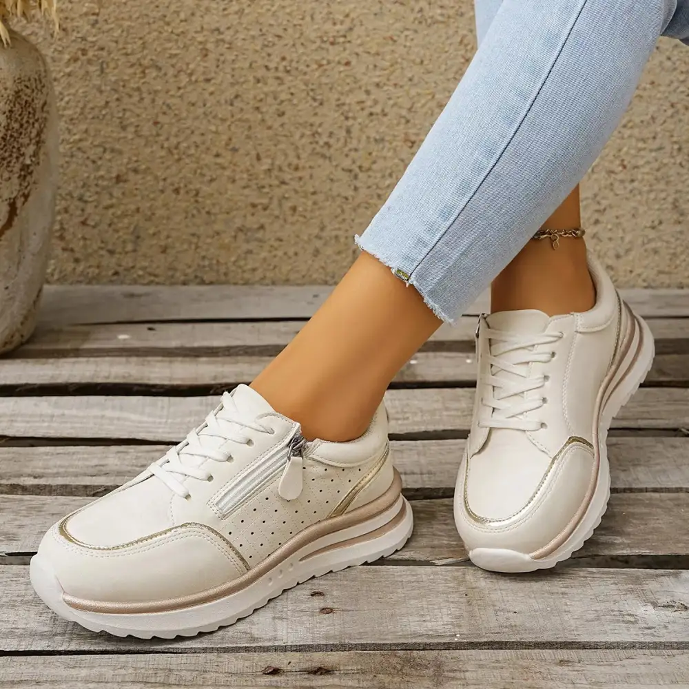 Refined Round Toe Lace-Up Sneakers