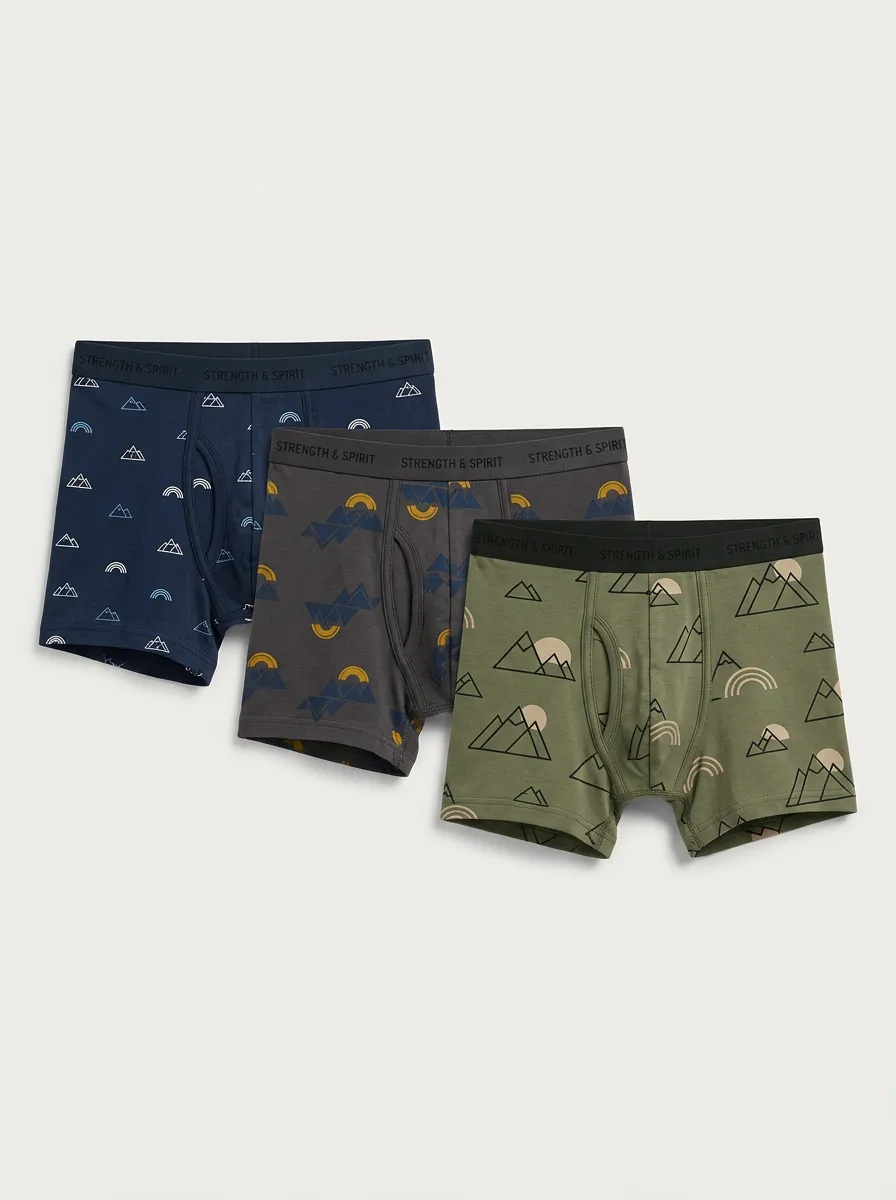 Men's Mountain Sun Graphic Fly-Front Boxer Briefs Set