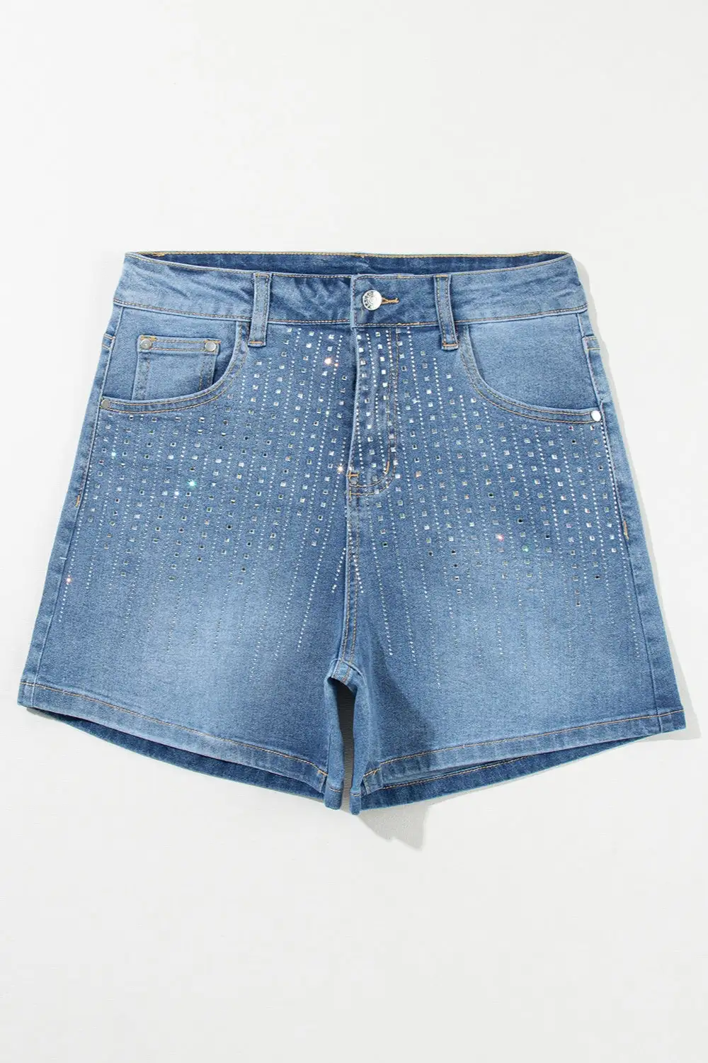 Rhinestone High Waist Shorts Denim Pants