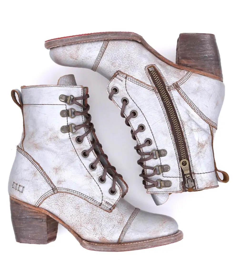 Cap-Toe Side-Zip Lace-Up Boots