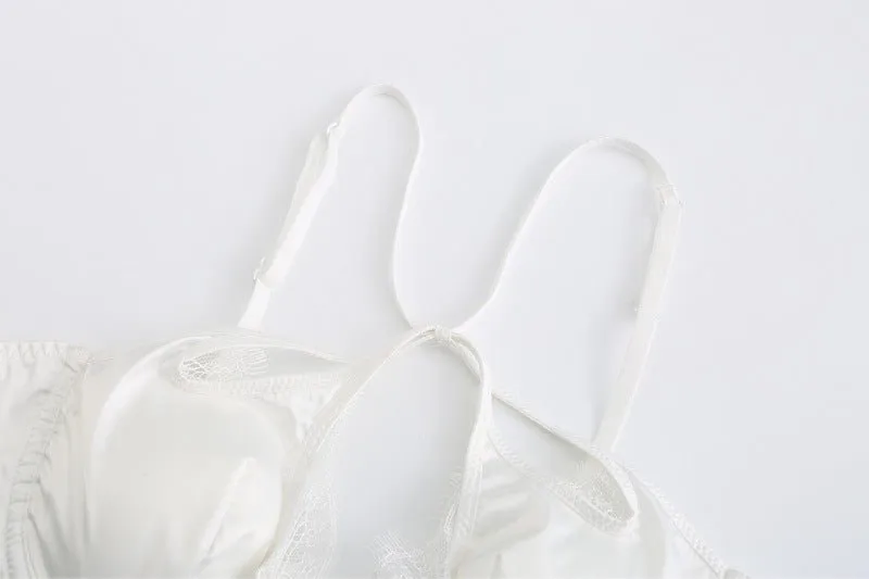 Satin Hollow Lace Bra And Panty Set