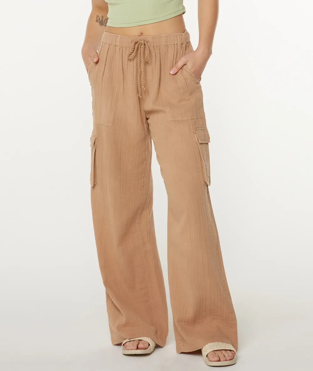 Stretch Waistband Drawstring Wide Pants