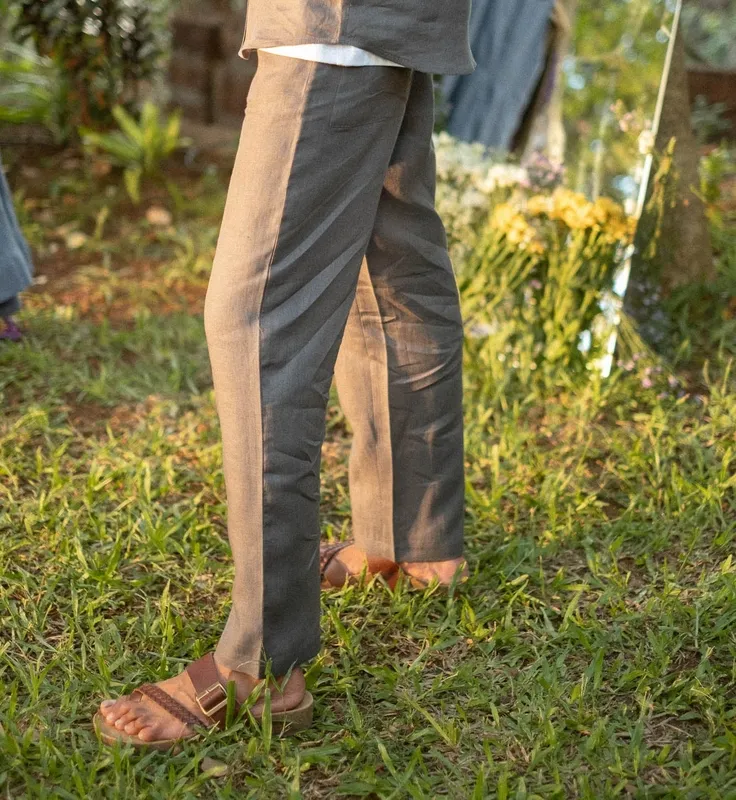 Slate Gray Linen Pull-On Pants