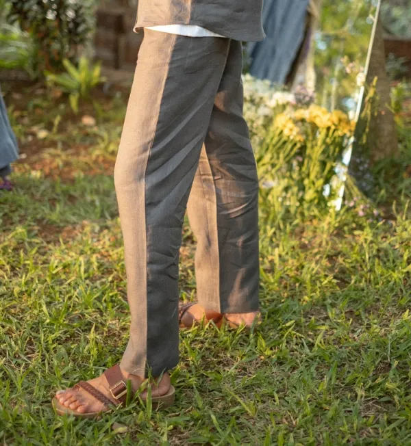Slate Gray Linen Pull-On Pants