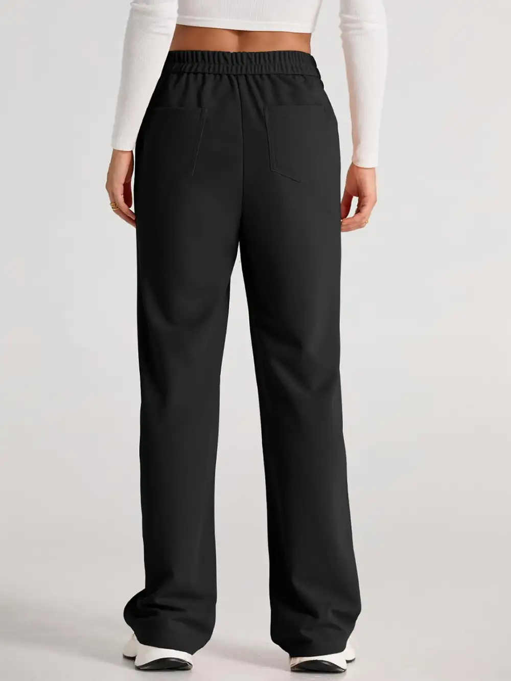 Pull On High Waist Wide Leg Pants
