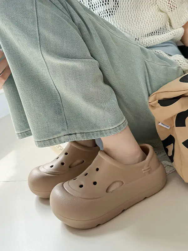 Cutout Rounded Platform Heeled Sandals