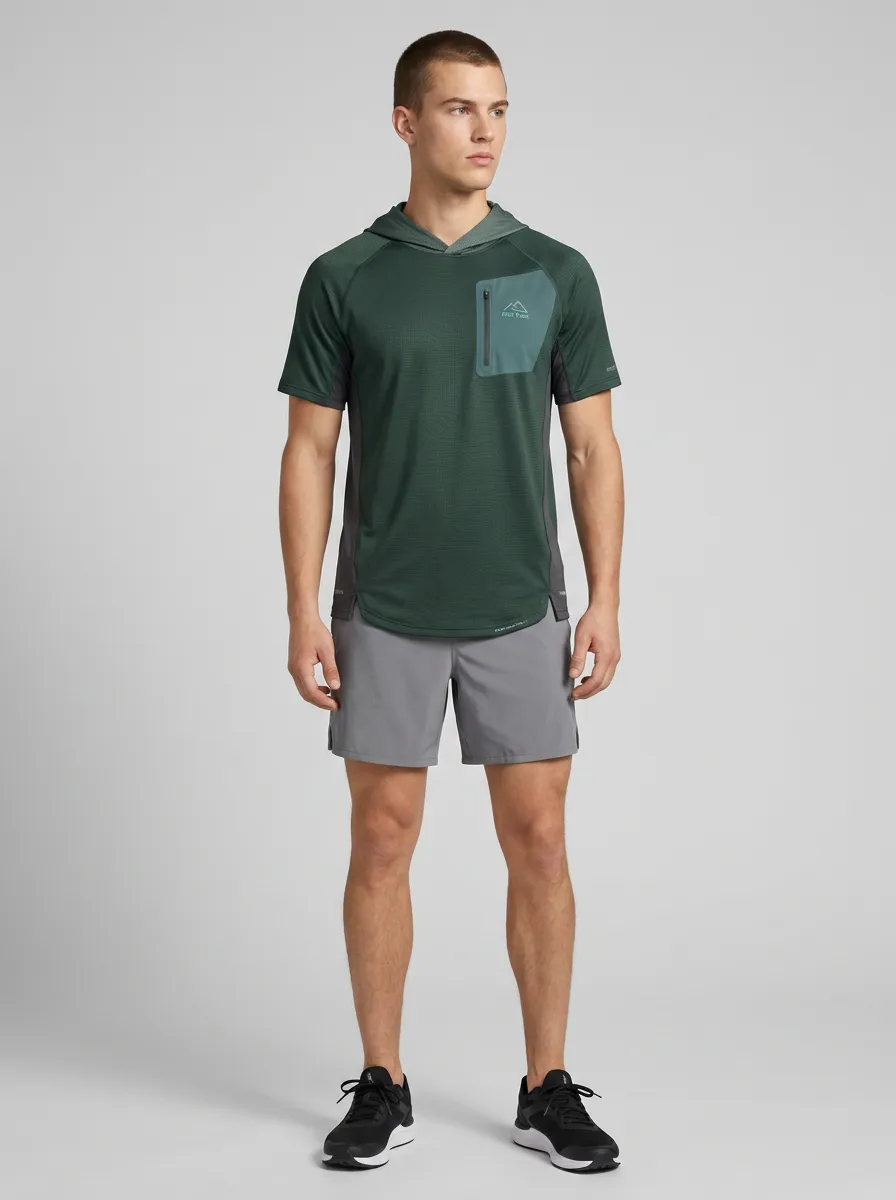 Men's Outdoor Hiking Mountain Printed Hooded T-shirt