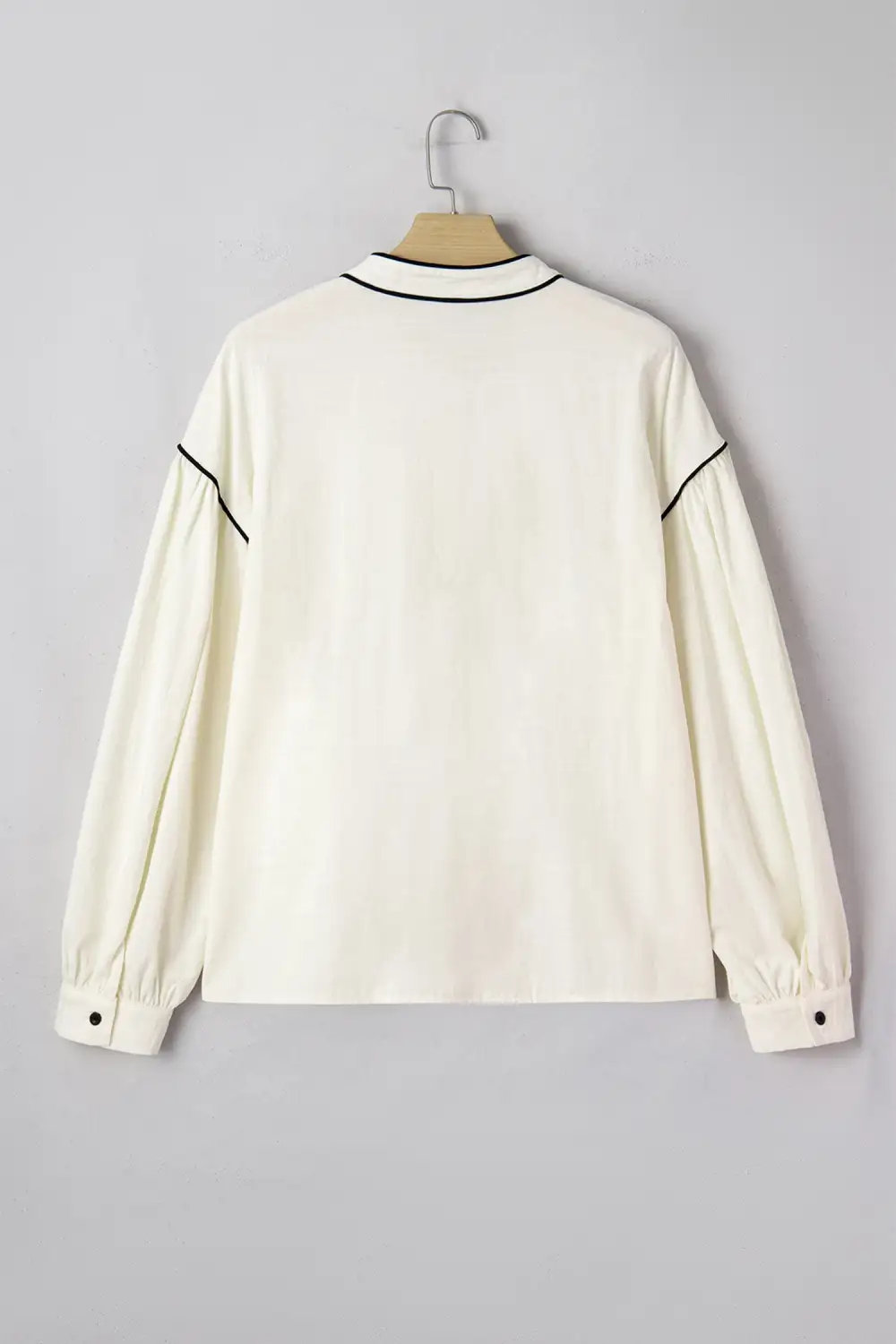 Women's Puff Sleeve Button Front Contrast Detail Blouse