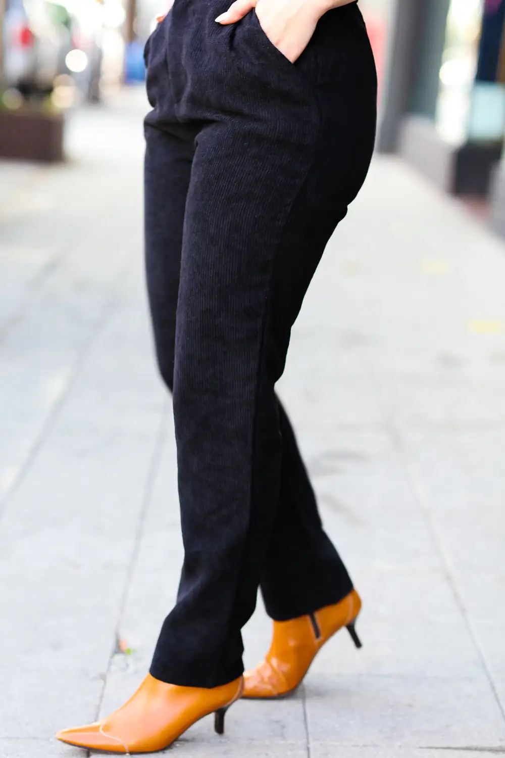 Corduroy High Rise Tapered Leg Pants