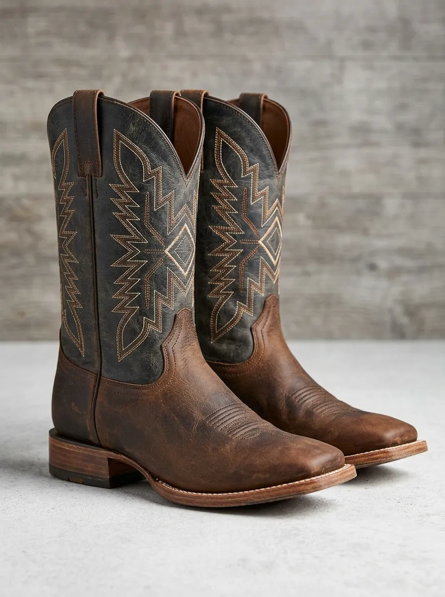 Classic Western Geometric Frontier Look Men's Western Cowboy Boots
