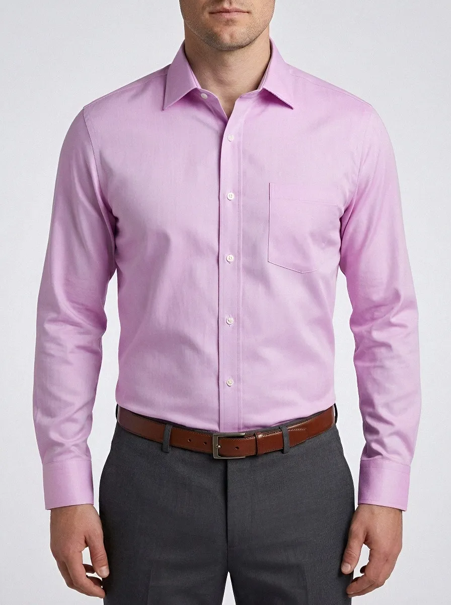 Men's Business Professional Light Blue Solid Dress Shirt