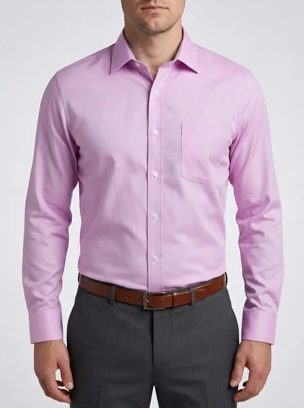 Men's Business Professional Light Blue Solid Dress Shirt