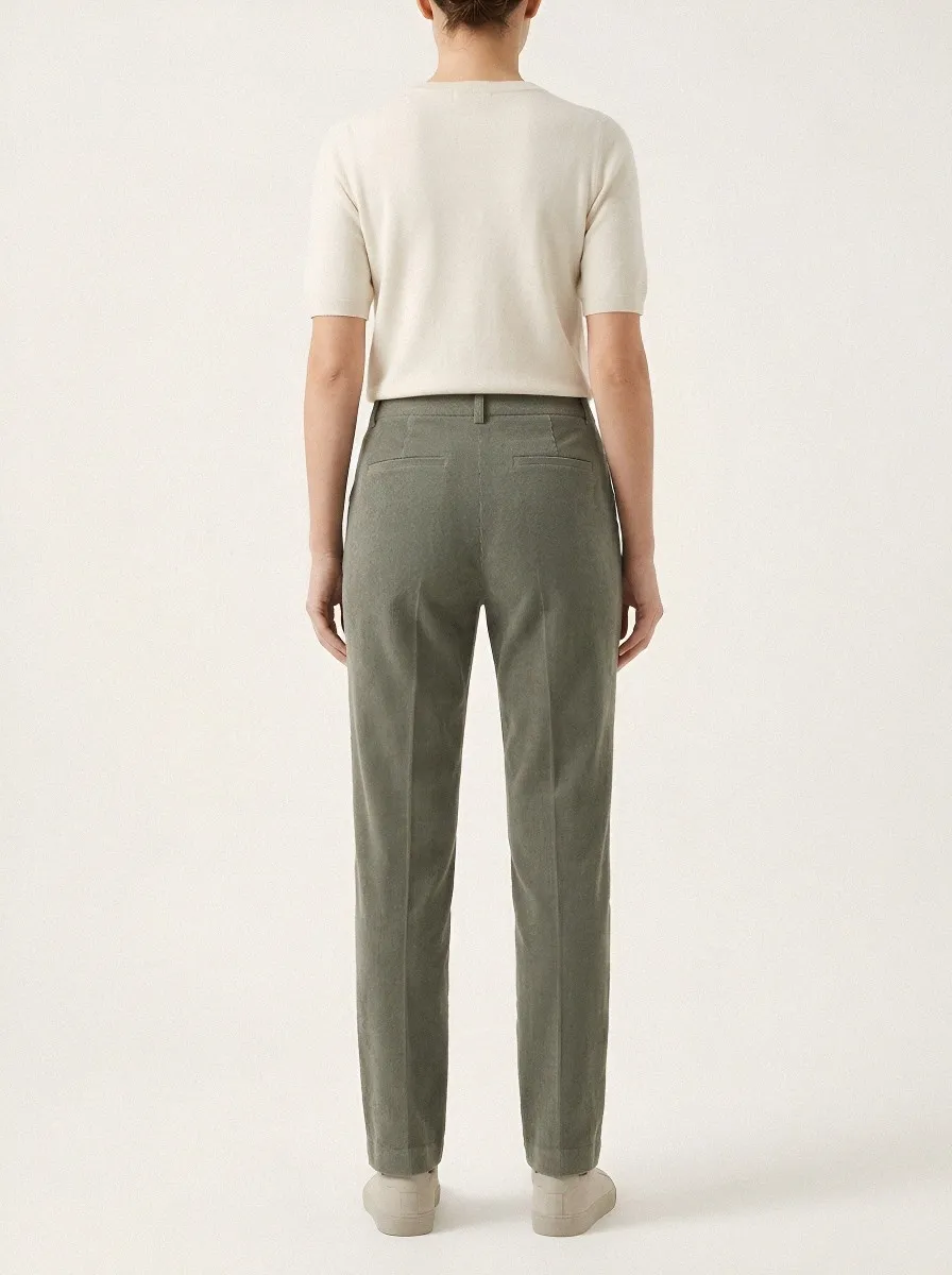 Women's Mountain Embroidered Pleated Corduroy Straight-Leg Pants