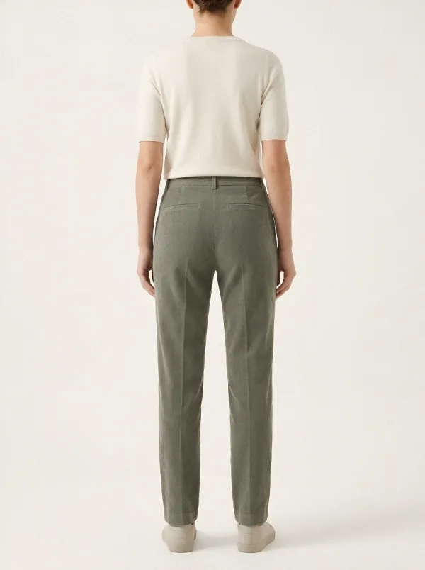 Women's Mountain Embroidered Pleated Corduroy Straight-Leg Pants