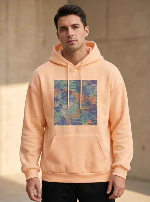 Men's Abstract Pixel Art Pattern Print Hoodie