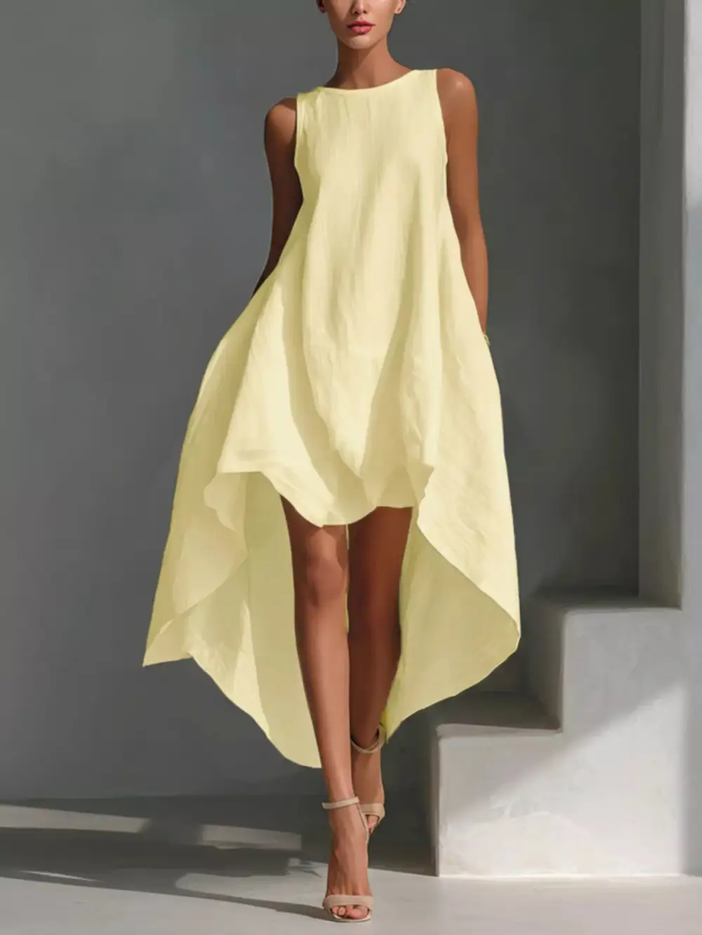 Round Neck Sleeveless Dress Casual
