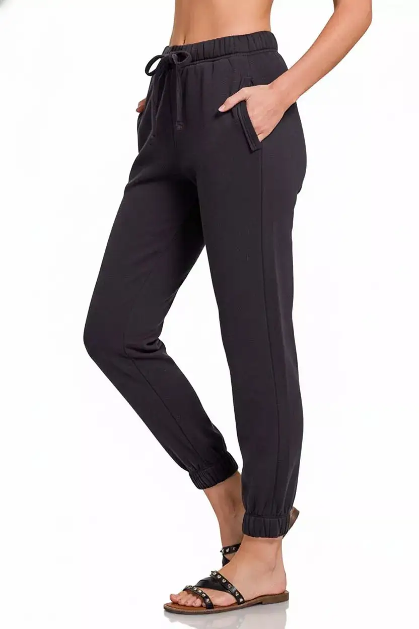 Fleece Drawstring Joggers with Pocket Apparel