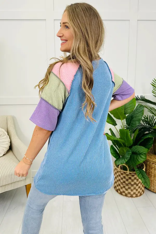 Twisted Ribbed Color Block Tee