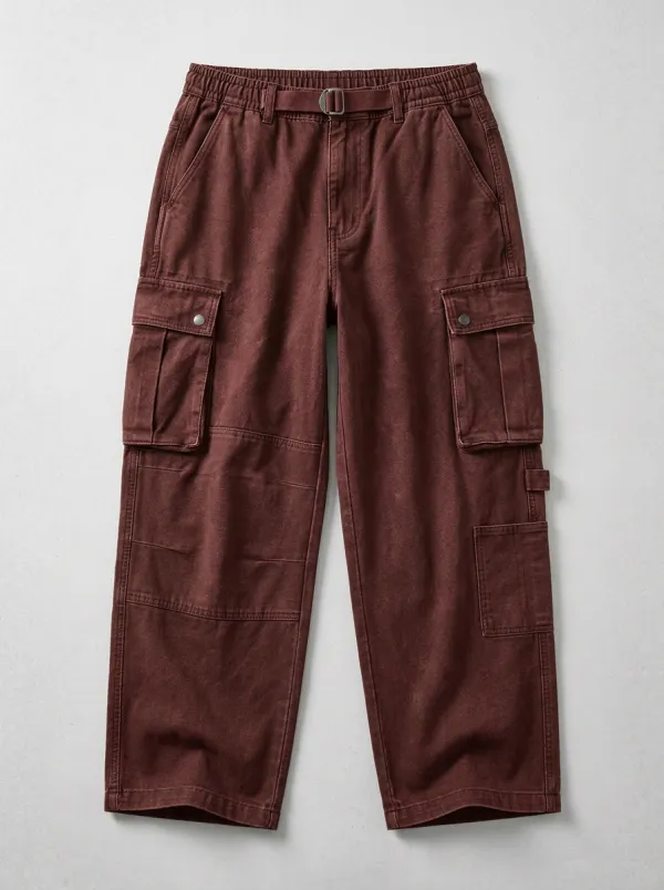 Men's Olive Green Multi-Pocket Belted Cargo Pants