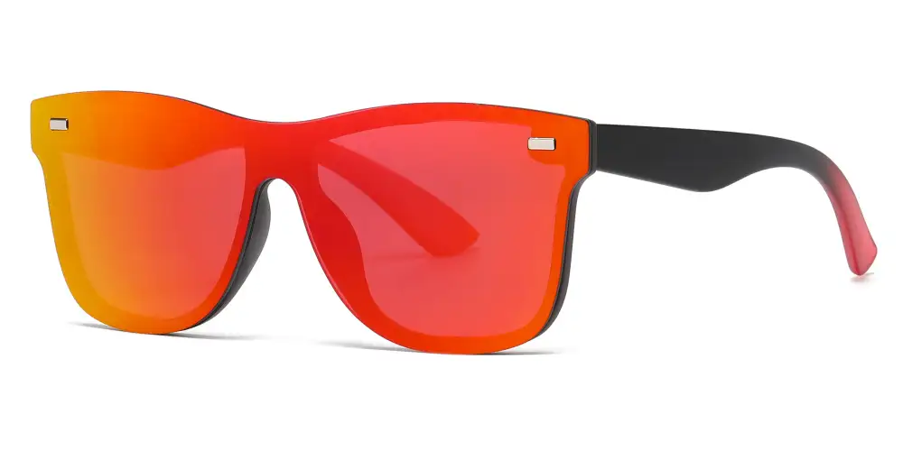 Rimless One Piece Color Mirror Lens Plastic Sunglasses