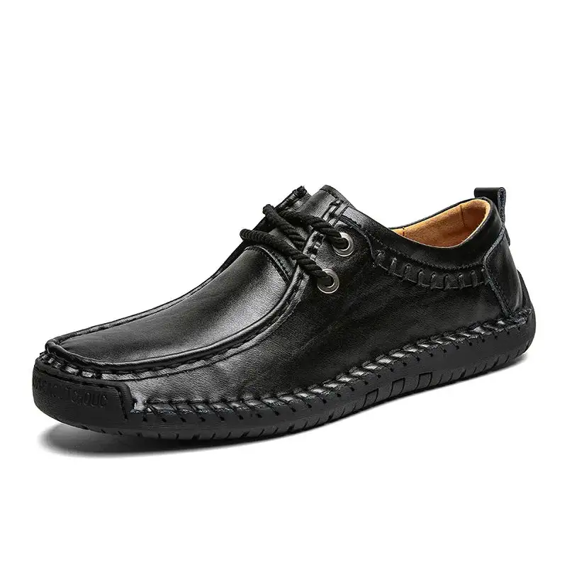 Hand-Stitched Leather Casual Loafers