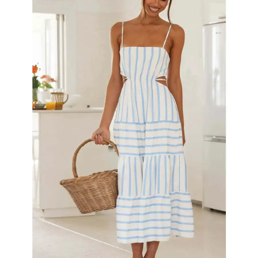 Cutout Tiered Summer Midi Dress