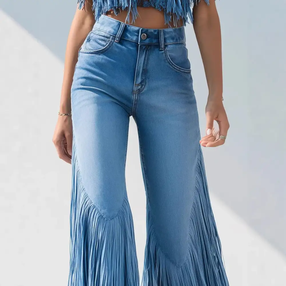 Women's Fringed Jeans