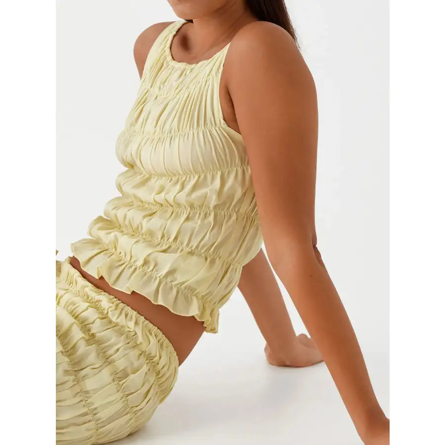 Ruched Texture Tank and Shorts Two Piece Set