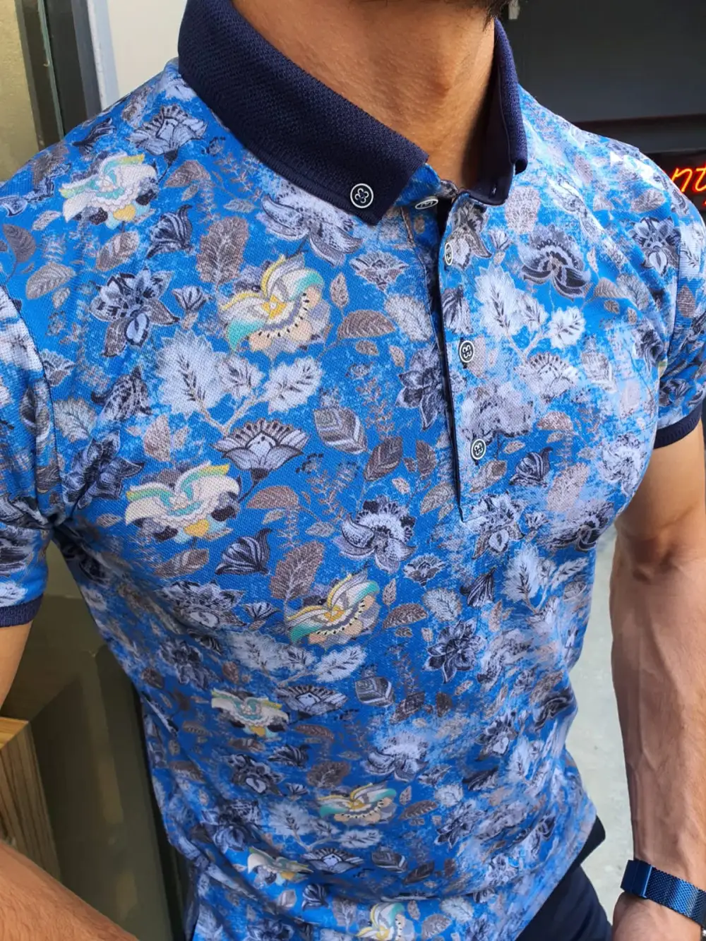 Classic Button Collar Slim Fit Cotton Polo Shirt