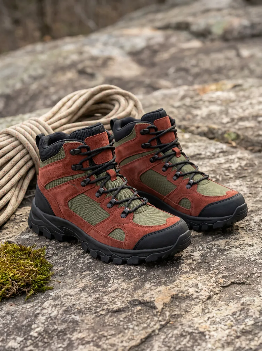 Unisex Everyday Outdoor Hiking Suede Mesh Printed Boots