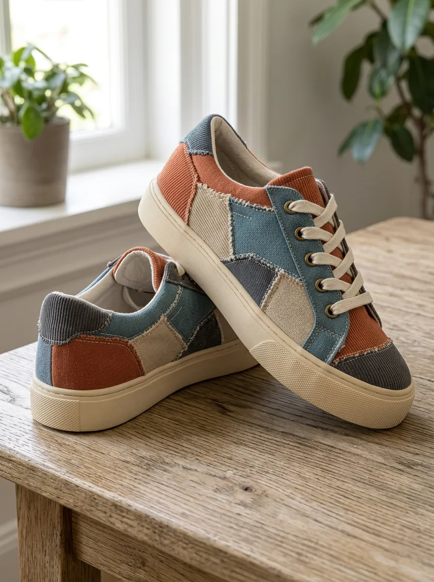 Men's Urban Casual Patchwork Colorblock Patterned Canvas Shoes