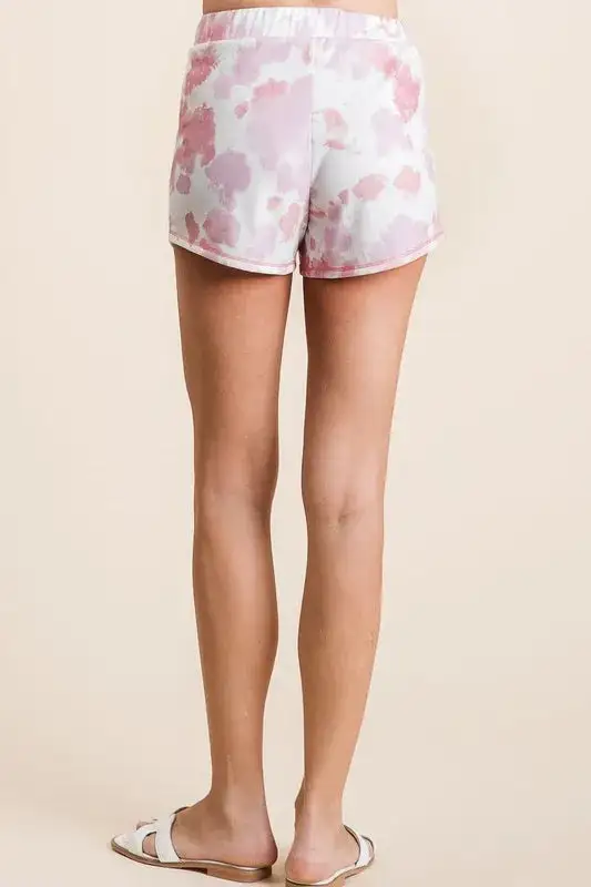 Tie Dye Print Terry Side Pocket Shorts