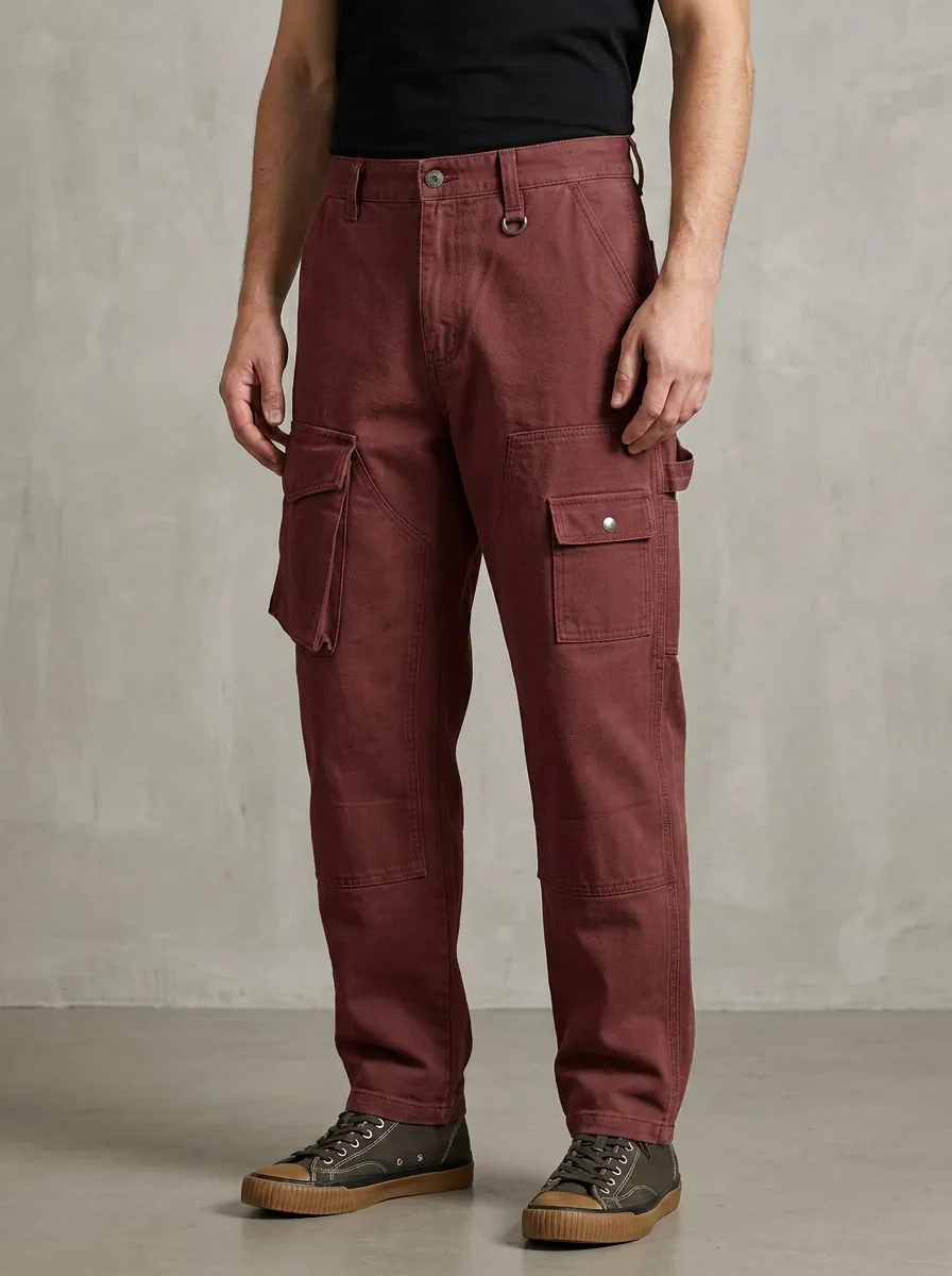 Men's Khaki Multi-Pocket Utility Cargo Pants
