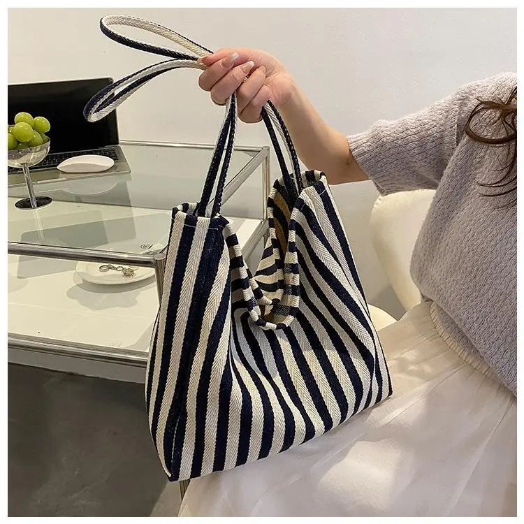 Roomy Striped Bucket Bag
