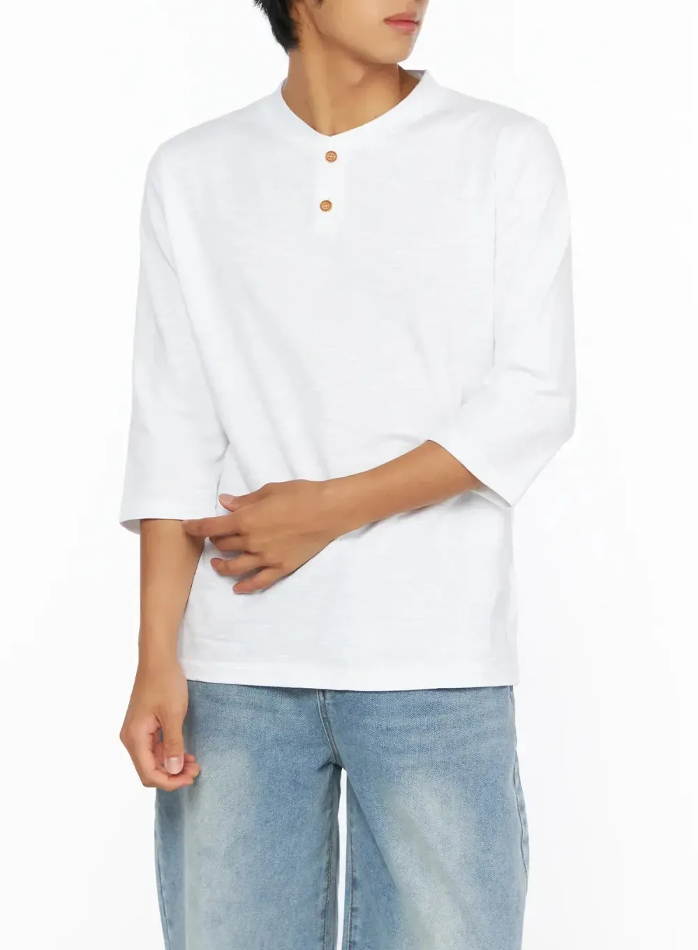 Men's Henley Three-Quarter Sleeve T-Shirt