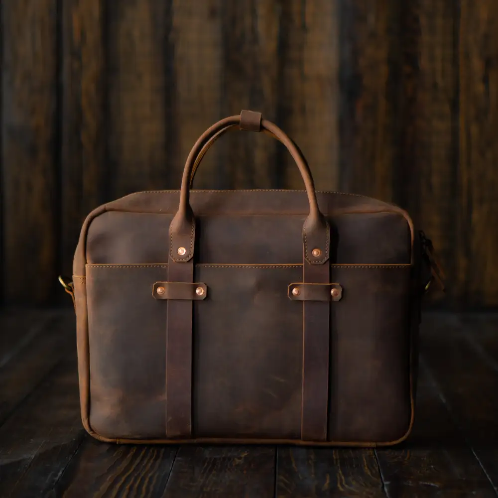 Unlined Leather Laptop Briefcase Bag