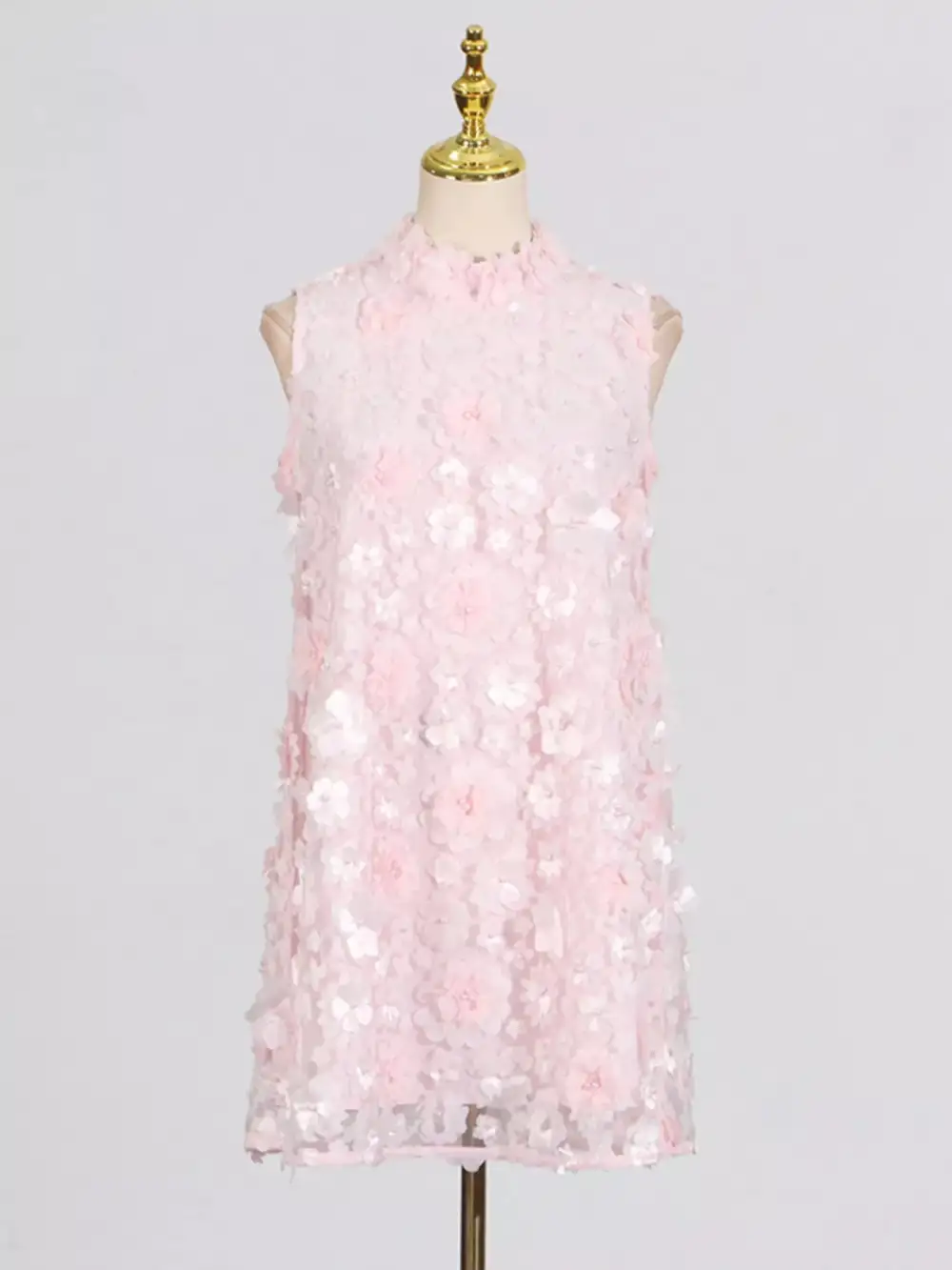 Floral High Neck Sleeveless Mini Dress