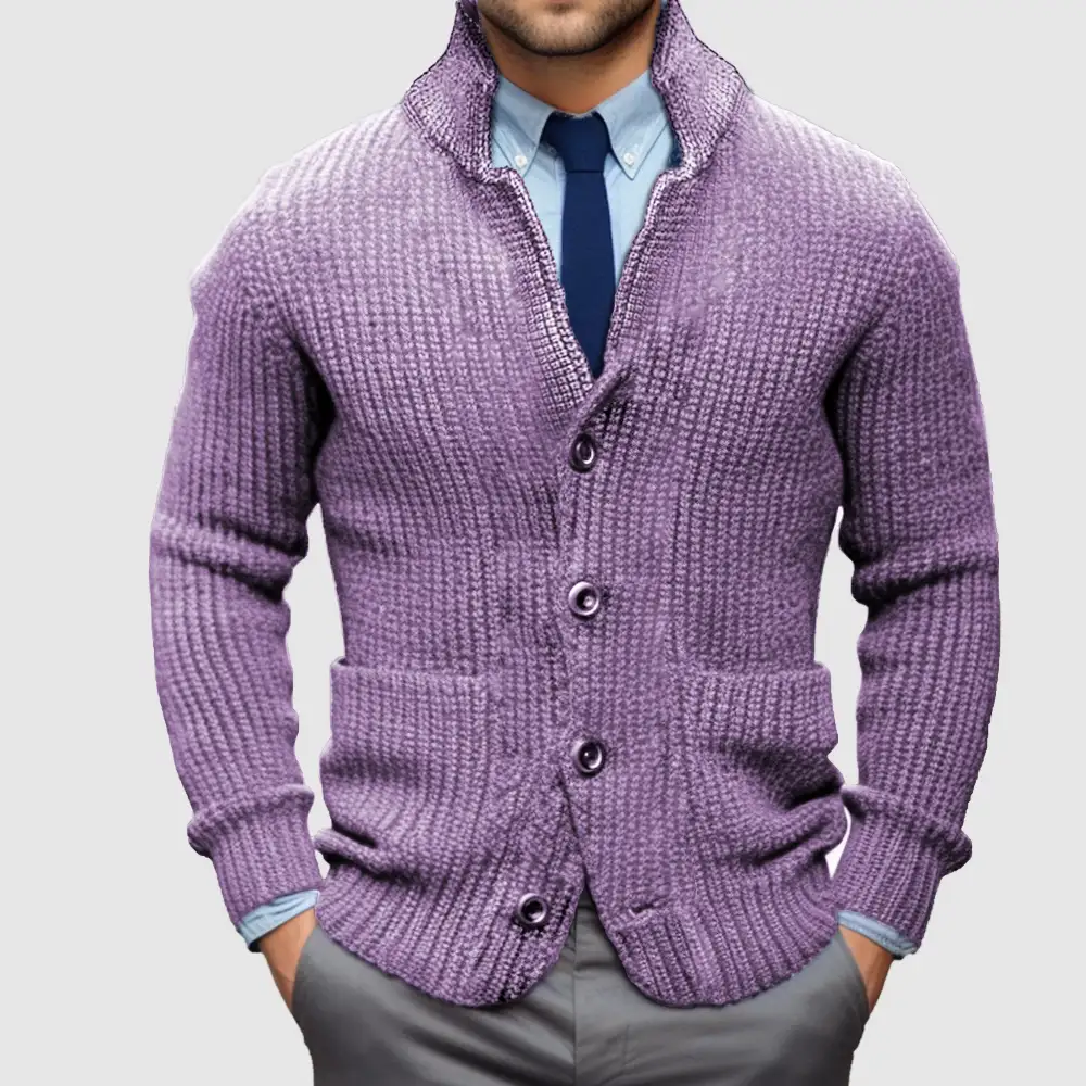 Stand Collar Knit Cardigan