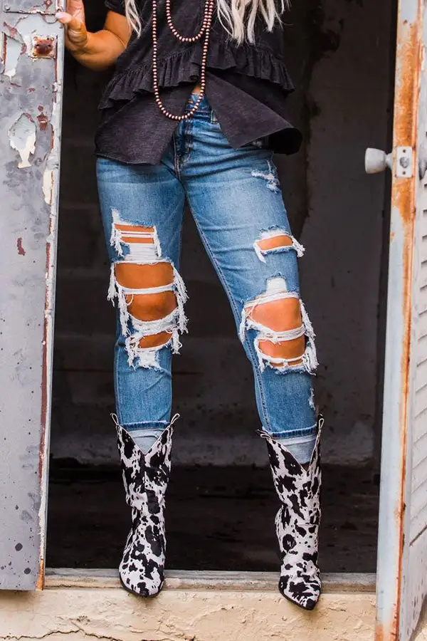 Cow Print Boho Boots