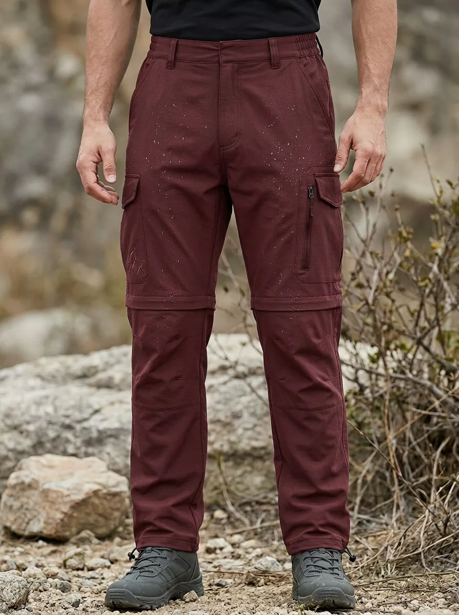 Men's Trek All-Terrain Mountain Graphic Waterproof Zip Tactical Cargo Pants