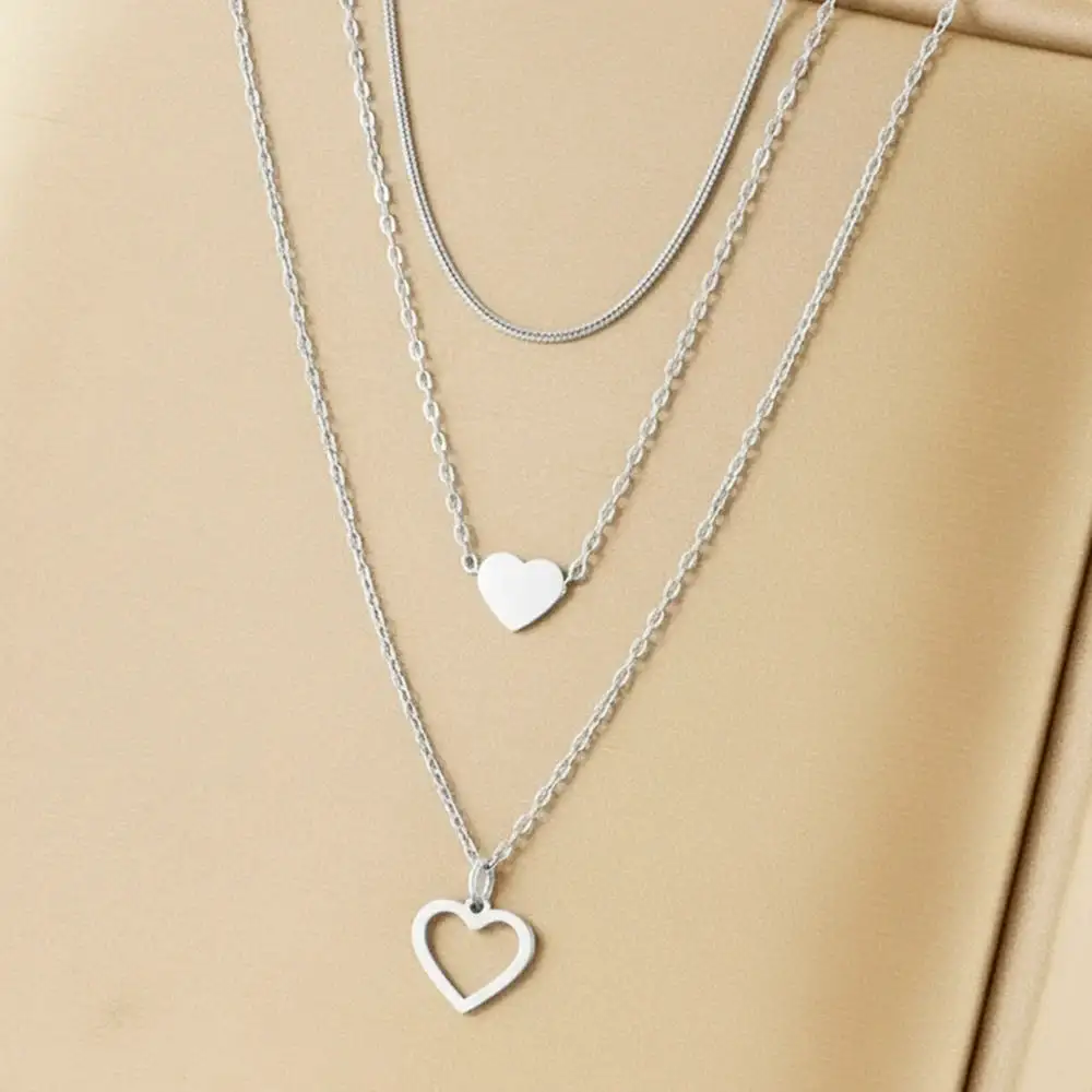 Heart Triple Charm Jewelry Set
