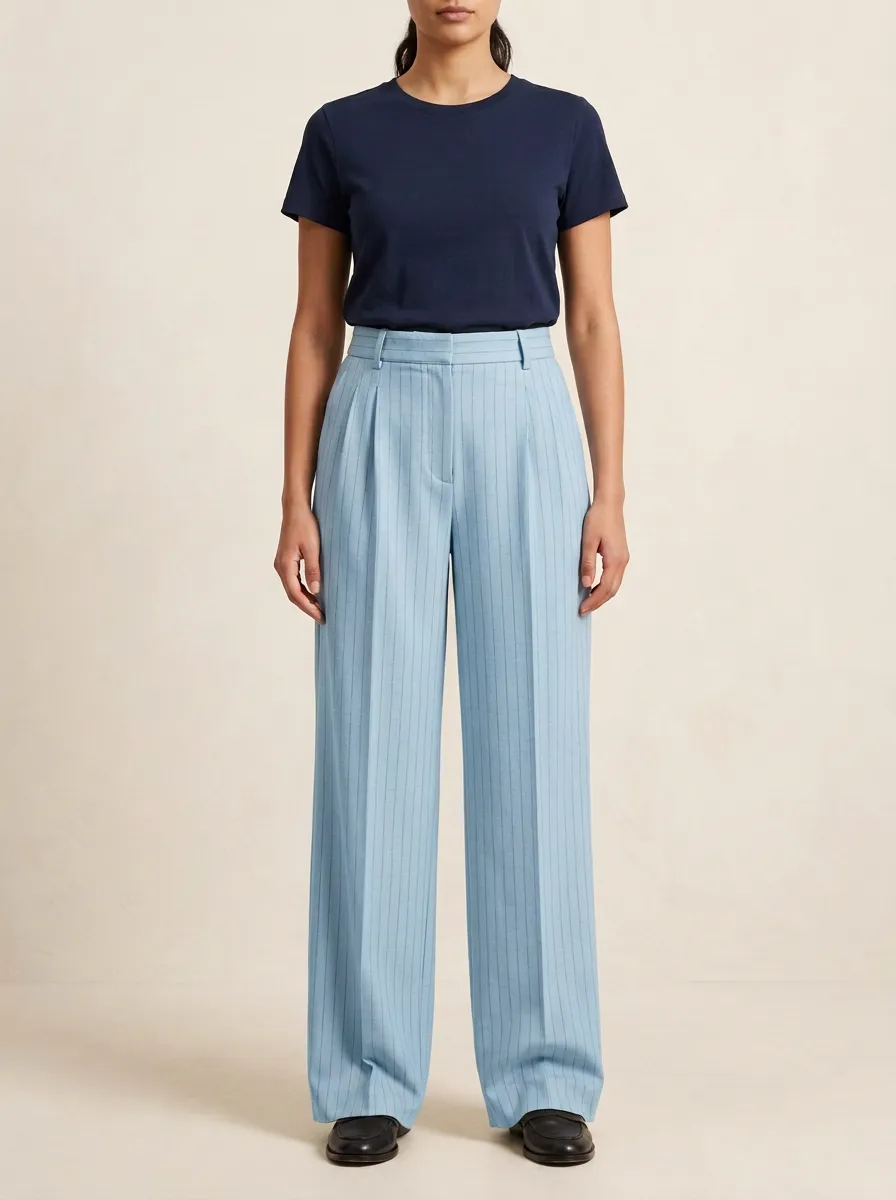Office Pinstripe High Rise Wide Leg Pants