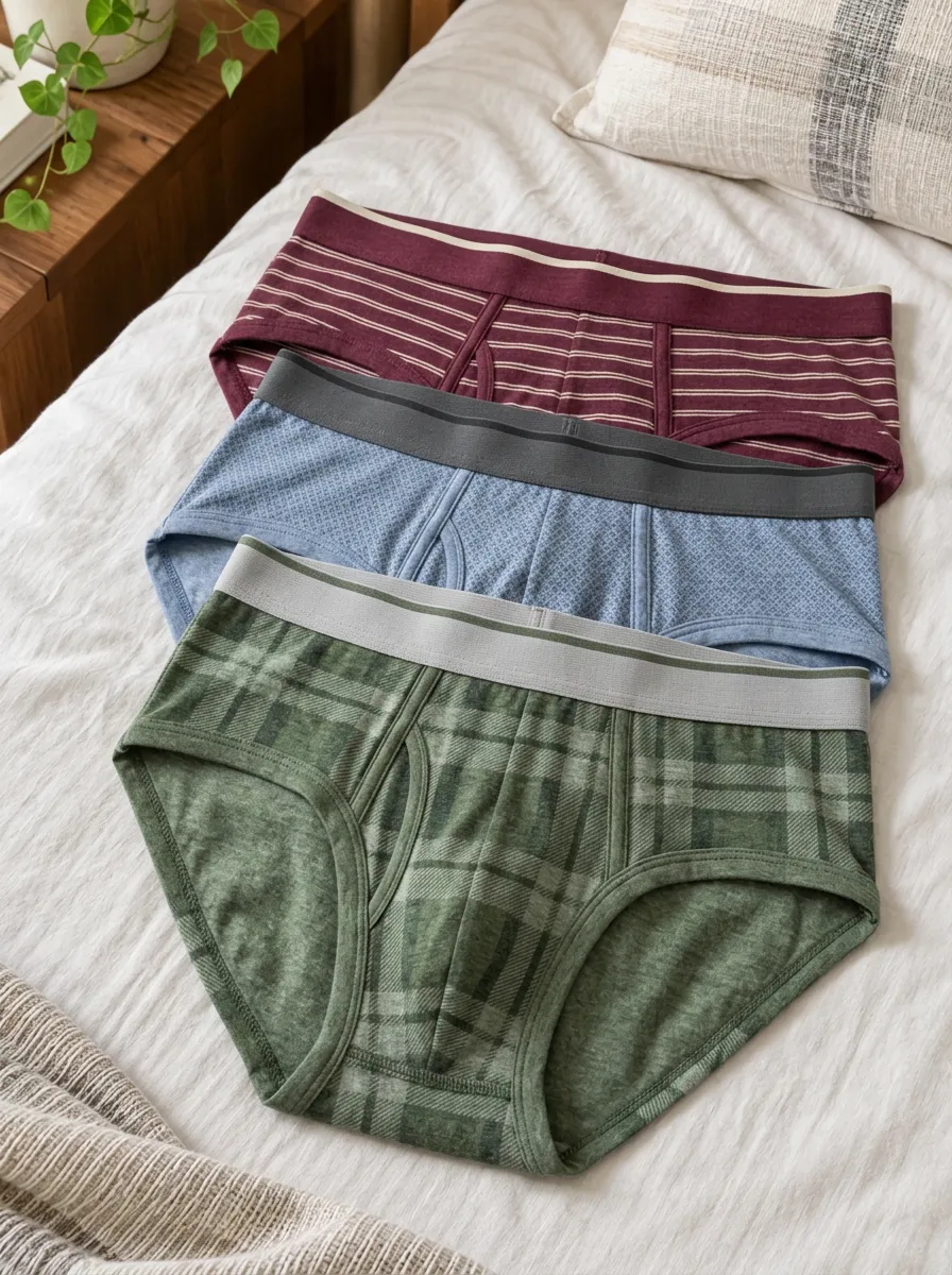 Men's Plaid Striped Patterned Printed 3-Pack Briefs