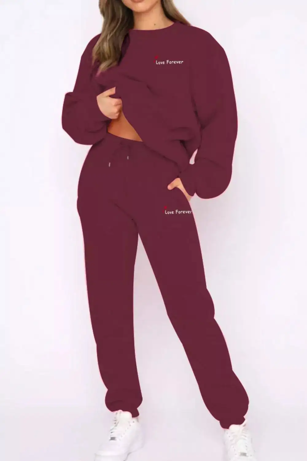 Round Neck Sweatshirt and Joggers Set