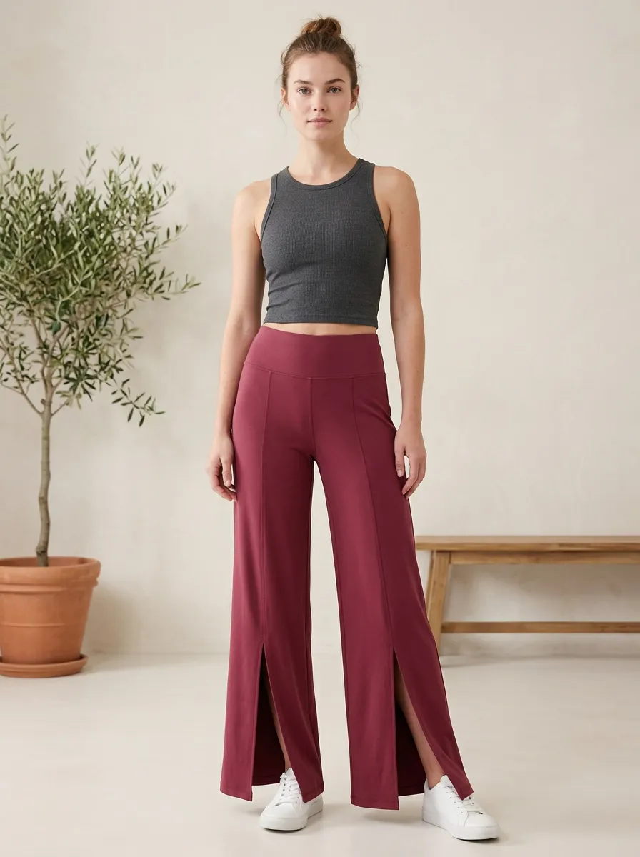 Women's Modern Active Wide Leg Slit Training Pants