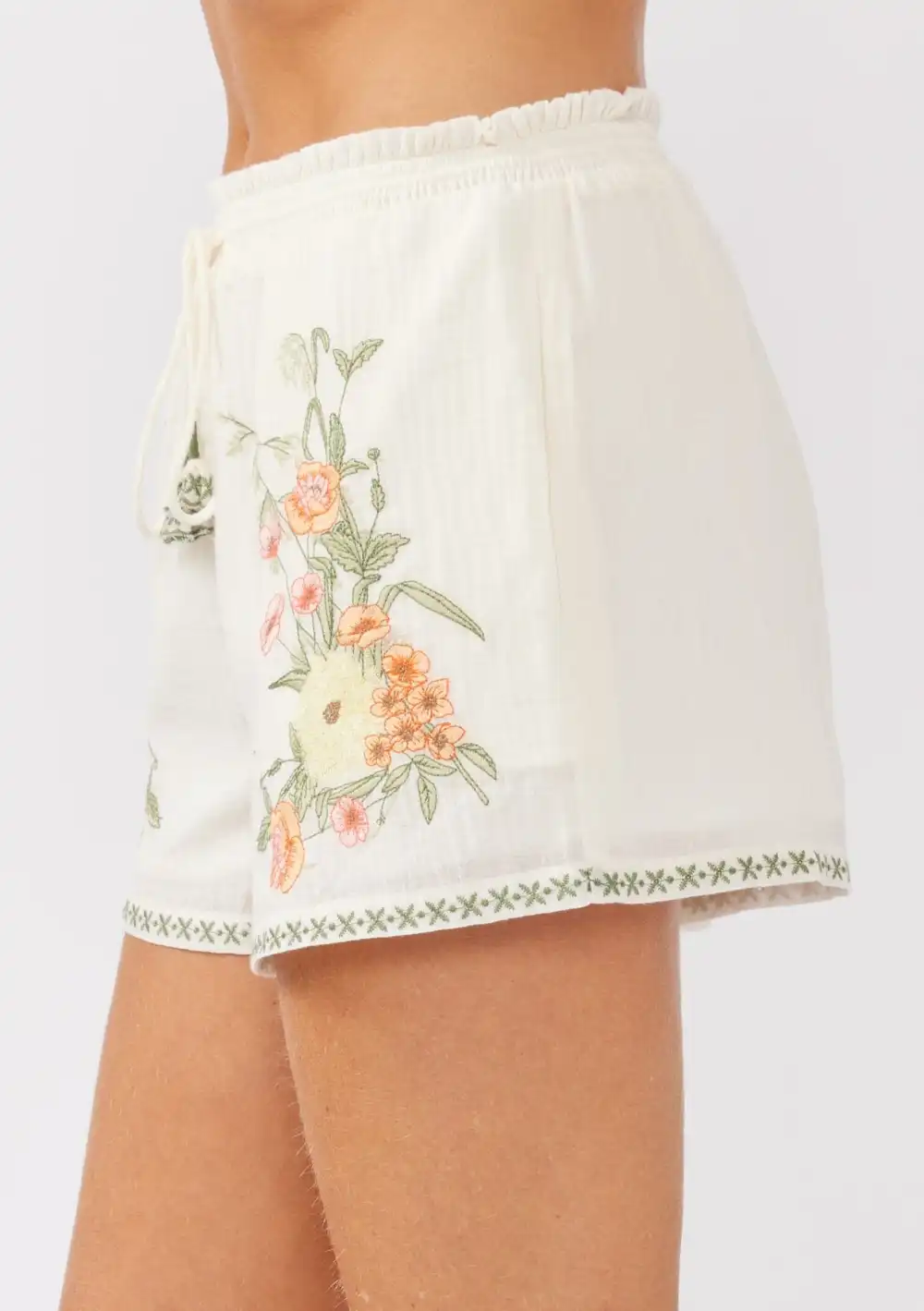 Embroidered Elasticated Waist Shorts