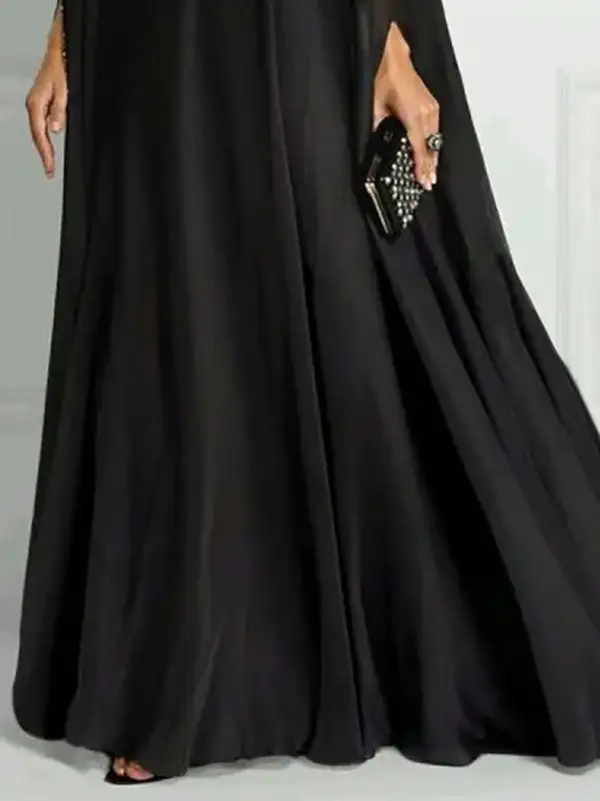 Rhinestone Long Neck Maxi Dress
